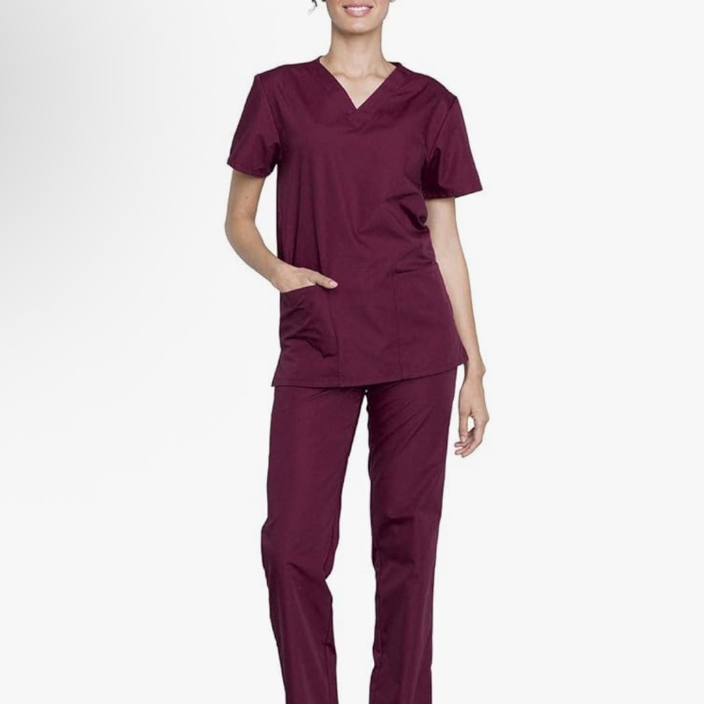 New Cherokee Wine Scrub Set Workwear top and pant